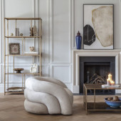 Upholstered Curved Snug Chair - Cream